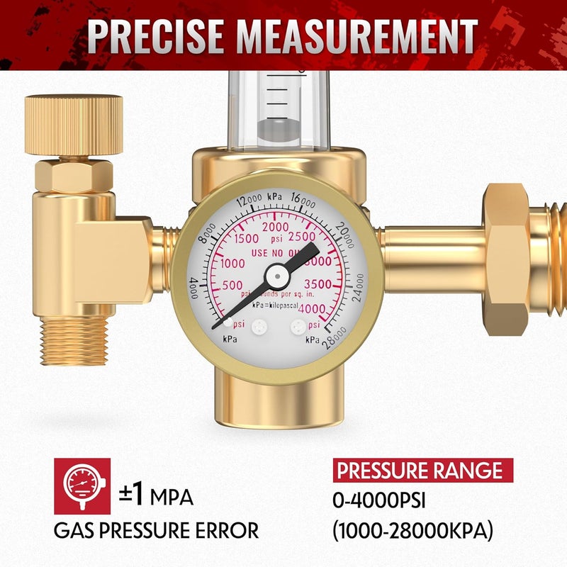 bestarc Argon CO2 Flow Meter Gas Regulator with 8.2FT Gas Hose for MIG TIG Welding - Image 3